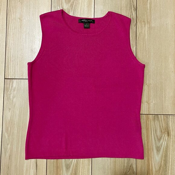 2/$20 EUC August Silk Knit Silk Rayon Sweater Shell Fuchsia Pink Medium - Picture 1 of 7